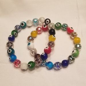 🎉🎉HP! 🧿Multicolor evil eye stretch bracelet set